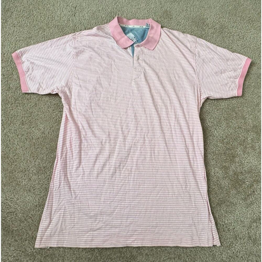 London Fog Mens Shirt Pink Striped Short Sleeve Collared Button Cotton XL Xlarge